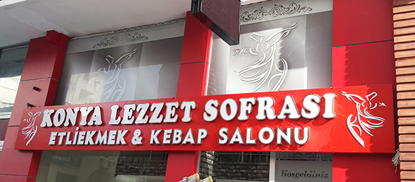 Konya Lezzet Sofras / Fileli Krom Kutu Harf Led Aydnlatmal Tabela Antalya